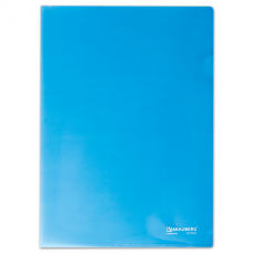Папка-уголок BRAUBERG жесткая, синяя, 150мкм
